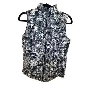 Van Heusen Womens XXS Vest Jacket Full Zip Black White Quilted Pockets